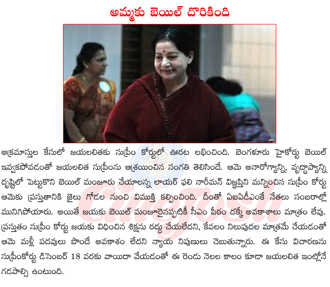 jayalalitha bail plea granted,jayalalitha granted bail,jayalalitha lawer fali narimal,jayalalitha taking cm seat again,tamilnadu politics,jayalalitha in jail,jayalalitha in chennai  jayalalitha bail plea granted, jayalalitha granted bail, jayalalitha lawer fali narimal, jayalalitha taking cm seat again, tamilnadu politics, jayalalitha in jail, jayalalitha in chennai